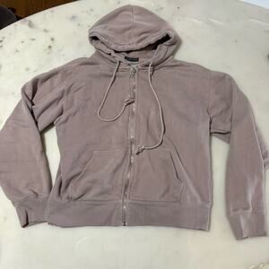 Brandy Melville Fleece Full Zip Hoodie Mauve Women’s One Size Hooded Pockets